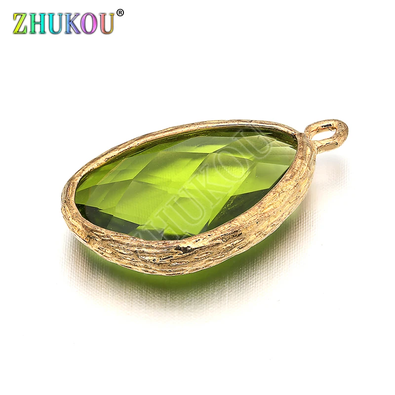 13x23mm Brass Cubic Zirconia Charms Pendant, Mixed Color, Hole: 1.5mm, Model: VD259