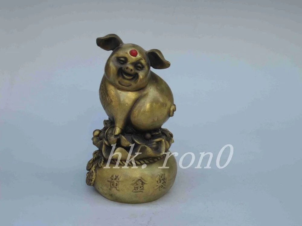 

Exquisite Interesting China Brass as wealth and good fortune pig statue