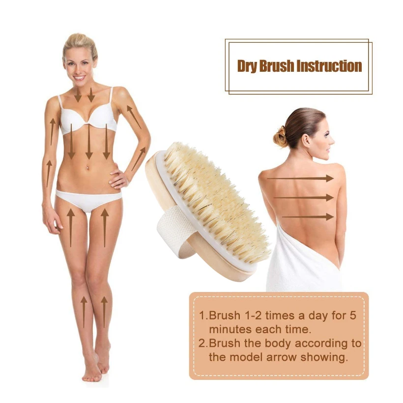 TREESMILE Bath Brush Wooden Body Bath Shower Bristle Brush SPA Body Brush Without Handle Wooden Body Massage Brush