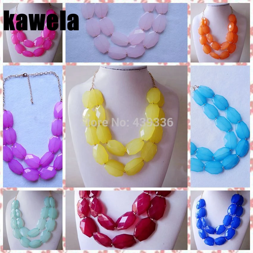 10 Colors Necklace, Two Layered Irregular Acrylic Beads Collar Jewelry Pendant Accessories