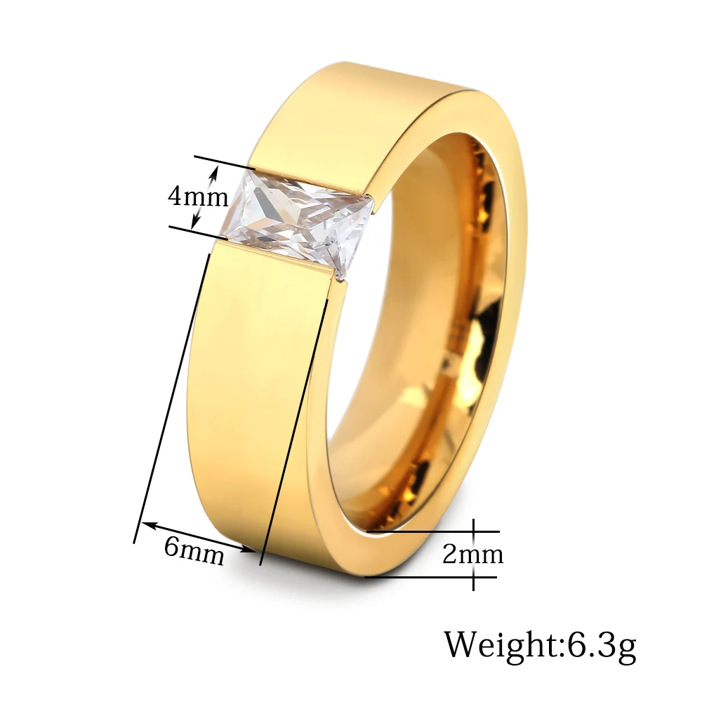 Fashion Crystal  Zircon Jewelry Two Color Plated Ring Classic 316L Stainless Steel Rings For Women Men Jewelry Party Gifts