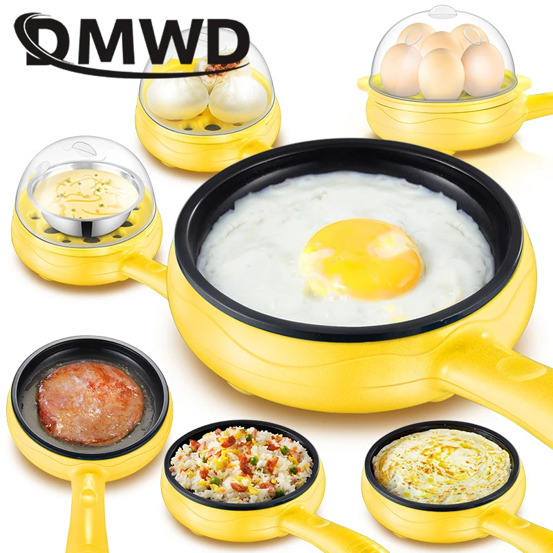 Multifunctional Mini Electric Egg Omelette Cooker Eggs Boiler Food Steamer Breakfast Pancake Fried Steak Non-stick Frying Pan EU