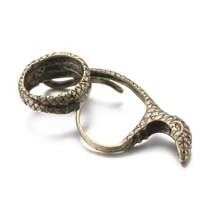LUBOV Antique Gold Color Metal Snake Rings Two-Fingers Rings Vintage Women Party Jewelry 2019 New