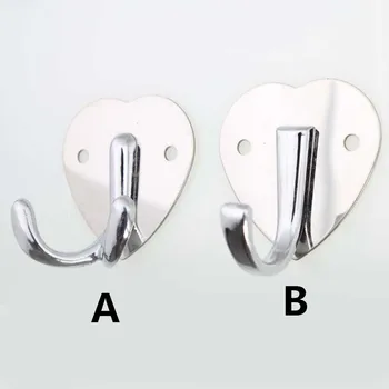 모던 심플 패션 벽 후크 실버 가방 코트 고양이 키 후크 크롬 옷 가게 욕실 주방 후크, 러브 하트 후크 