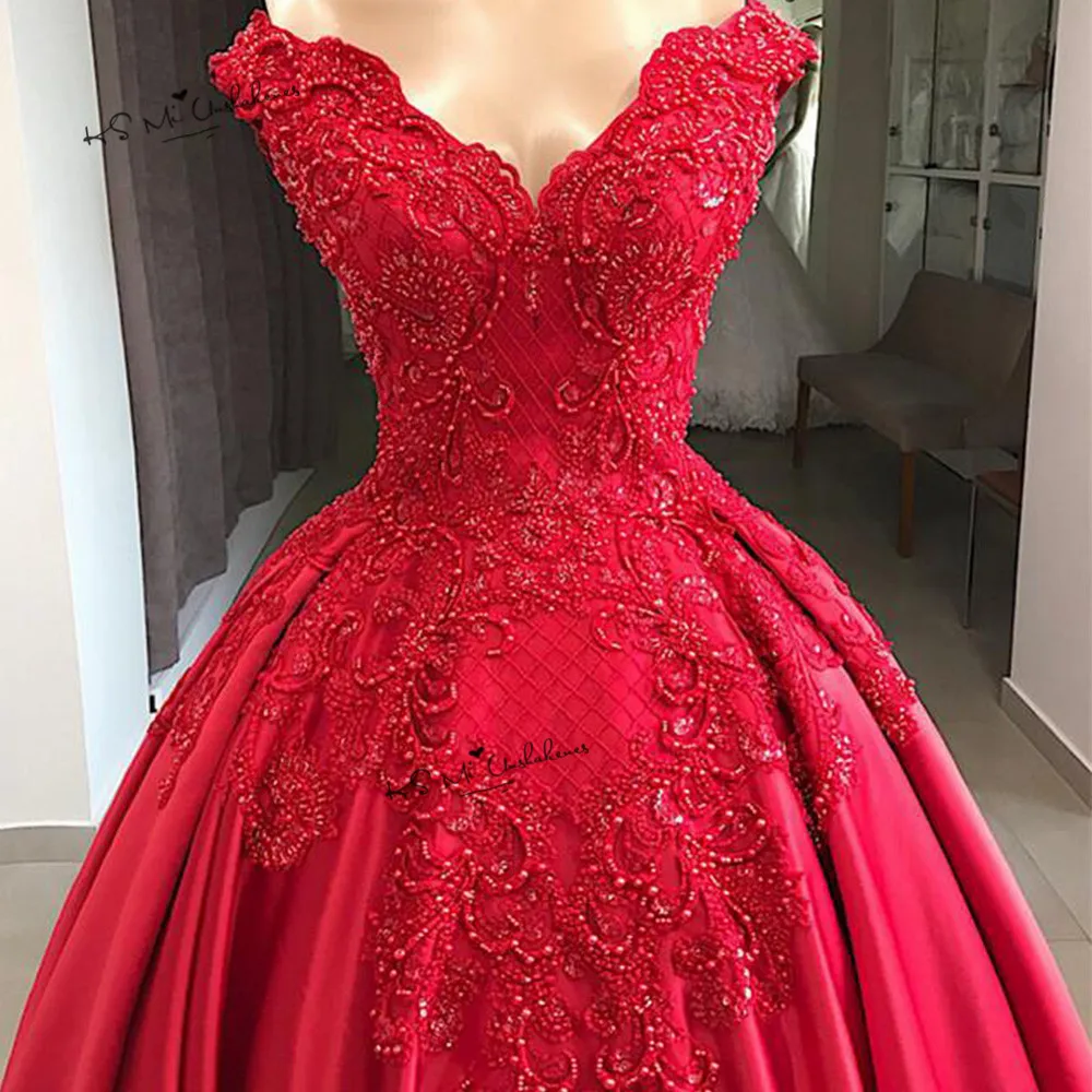 Designer Vintage Red Wedding Dress 2019 Lace Beaded Church Bride Dresses Custom Made off Shoulder Wedding Gowns Suknia Slubna