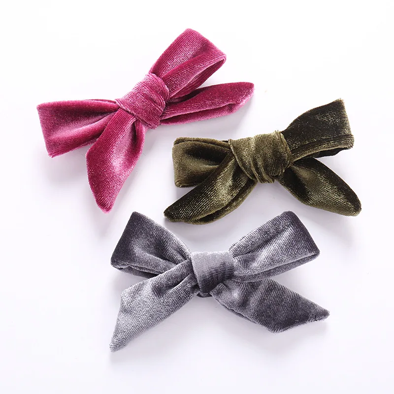 Presilhas de cabelo com laço para bebê, grampos de cabelo de veludo para meninas, presilhas de cabelo para crianças pequenas, acessórios fofos para