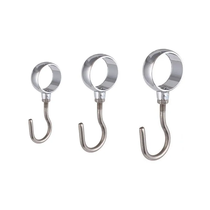 Wardrobe Closet Hook Stainless Steel Hanging Tube Rod Hook Fit for 22mm 25mm 32mm Rod -Pack of 6