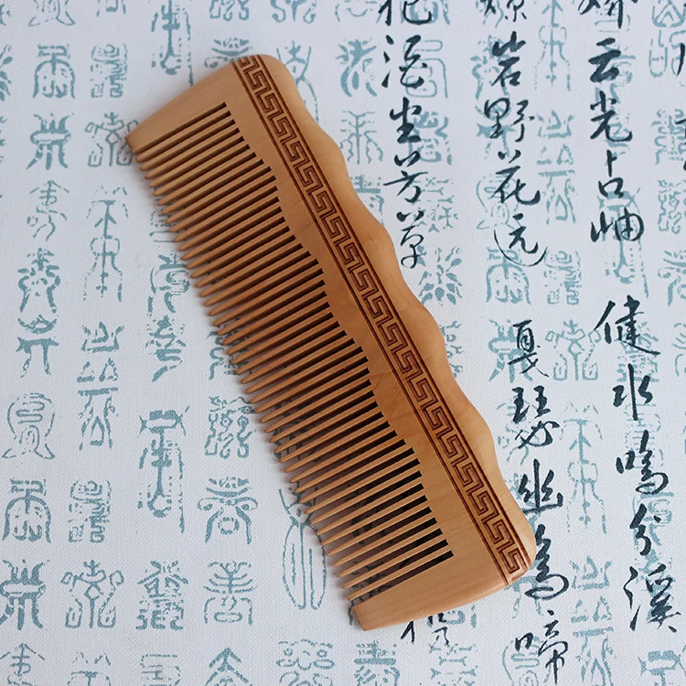 10pcs/lot Carved wood comb Natural Peach Wooden Comb holiday gift comb anti-static custom wood comb no handle 17*5.5*1.3CM PJ93