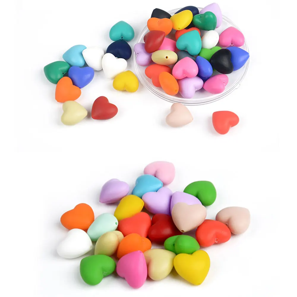 

100pcs BPA free HEART Silicone Teething Beads Food Grade Chewing Materials for Jewelry Making for Kids Teether Toys Mom Necklace