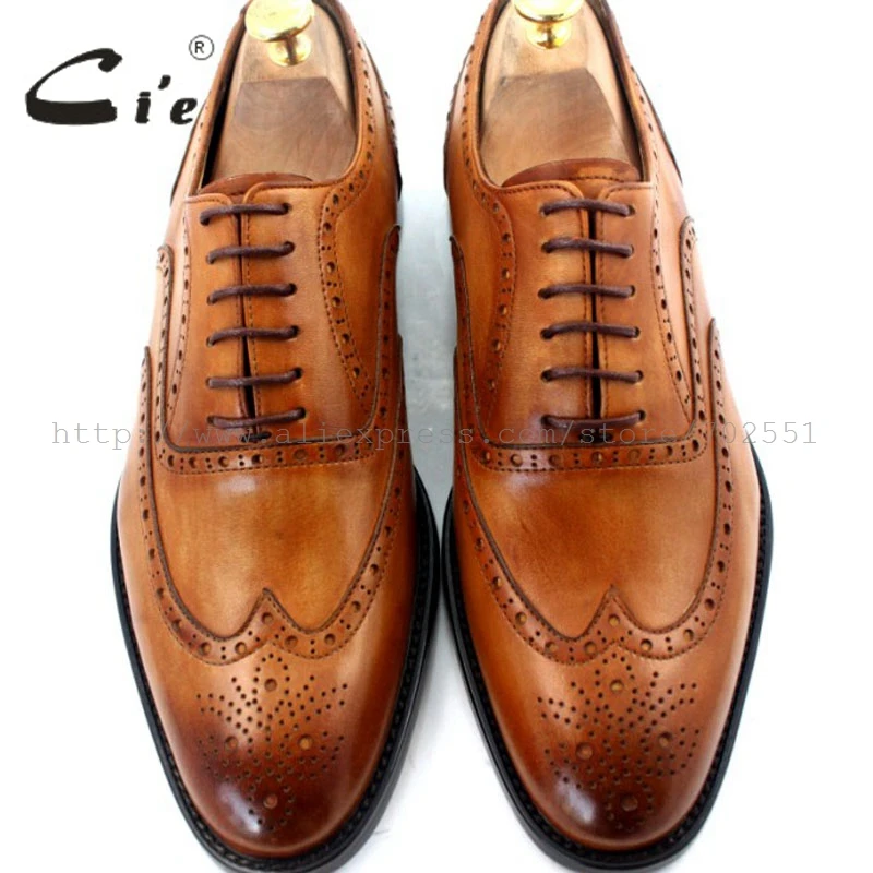 cie round toe full brogue shoes men custom handmade calf leather men leather dress shoes men\'s oxford shoe color brown No.OX208