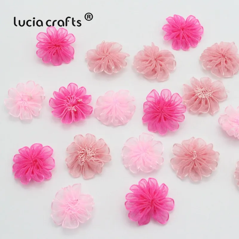 Lucia crafts 24pcs 22mm Organza Bowknot Girls Flower Rosette Bow Headwear Material DIY Garment Sewing Accessories B0905