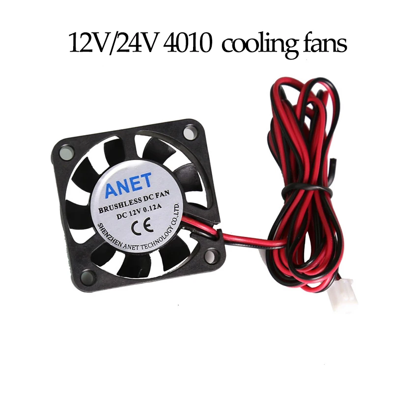 2pcs Anet A6 A8 e10 e12 DC12V/24V 4010 Brushless Cooling fan air ventilator 40x40 Ultra quiet for 3d printer extruder CPU parts