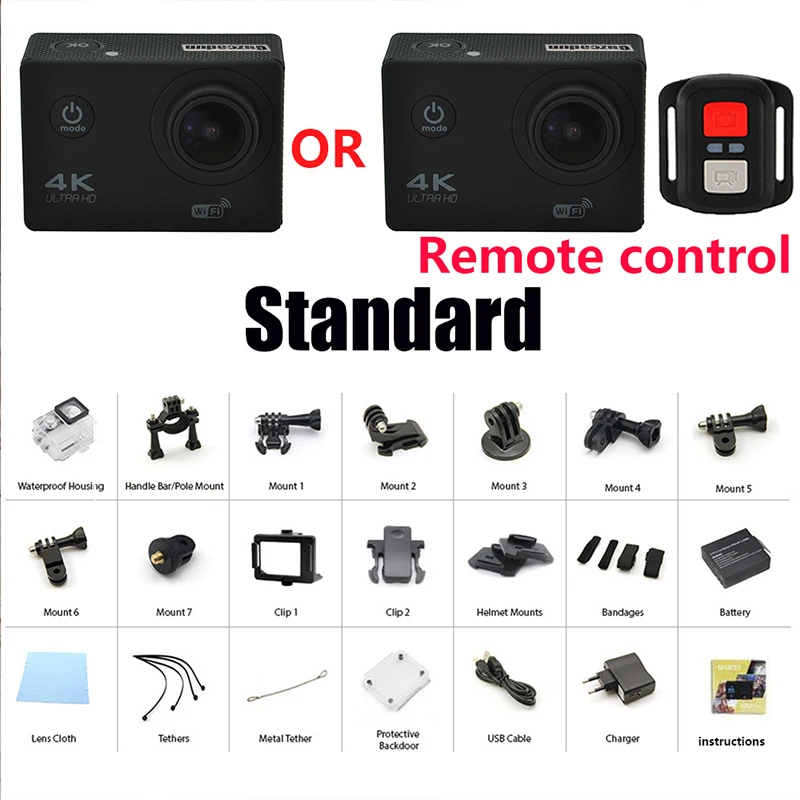 와이파이 방수 액션 카메라 사이클링 4 k 카메라 울트라 다이빙 60pfs 카메라 헬멧 자전거 캠 수중 스포츠 1080 p 카메라