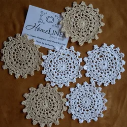 12 Pieces Wholesale Hand made Lace Crochet Cup Mat Cotton Ecru Doily Cup Pad Coaster Embroidery Wedding Decor 10cm (3.94