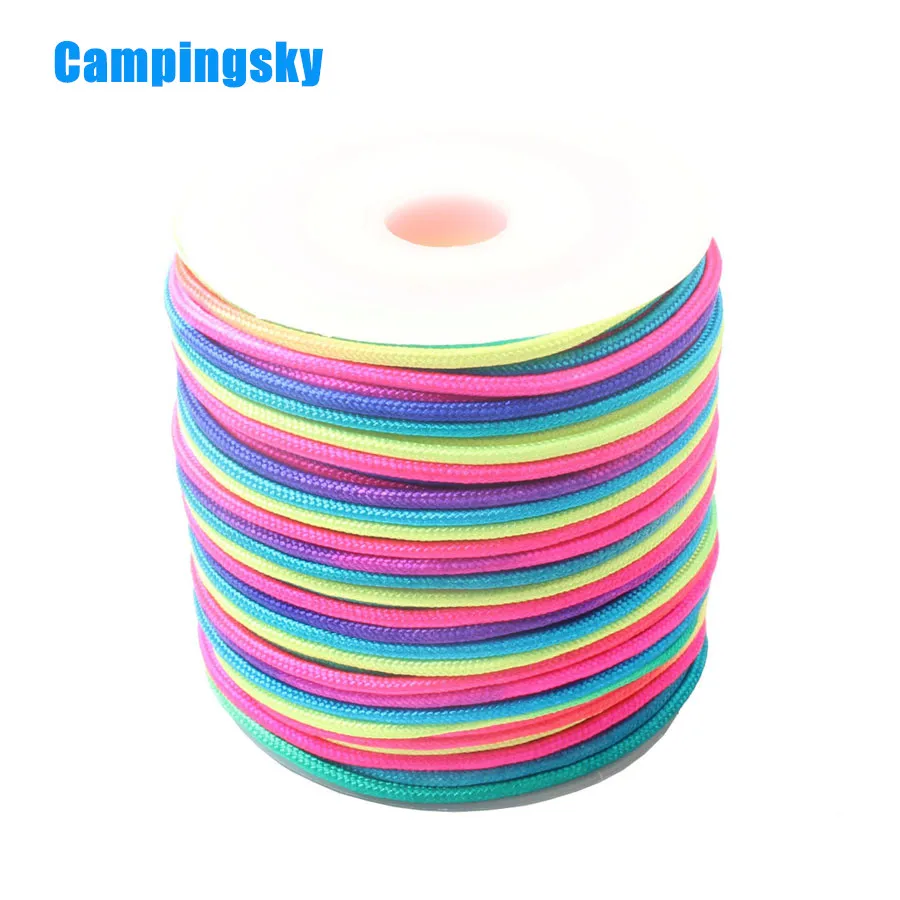 CAMPINGSKY-Paracorde arc-en-ciel en nylon, ULde camping en plein air, ULde parachute, lanière de tente Corda, 1 brin, 2mm