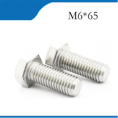 Free shipping20pcs/Lot DIN933\GB5783 M6x65 M6*65 mm 304 Stainless Steel hex bolts Outside the hexagonal screw m6 bolts,m6 nails