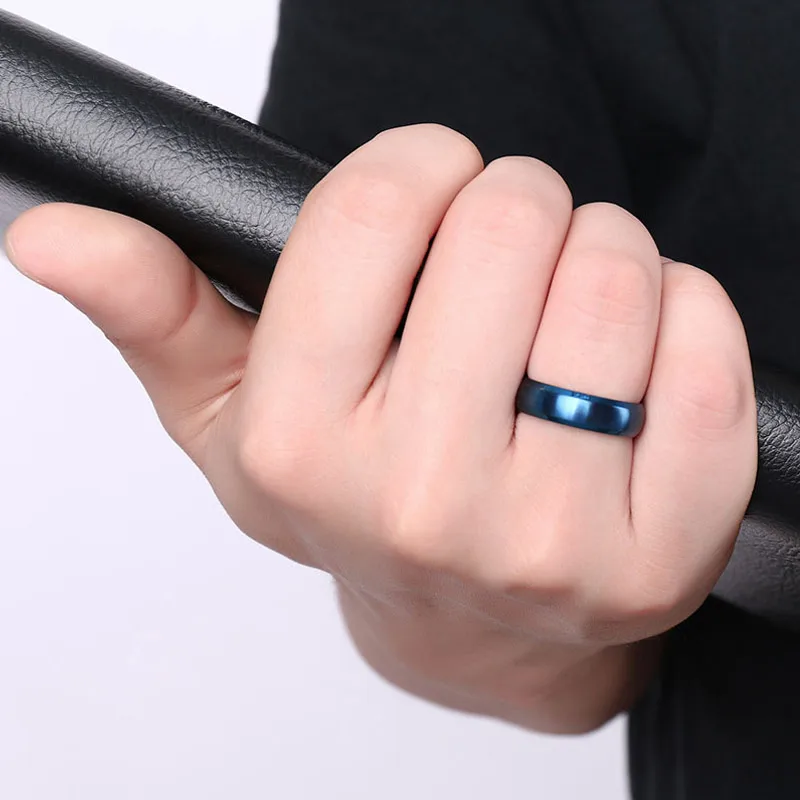 Classic Blue Ring Men Jewelry Stainless Steel Wedding Party Gift USA Size 4 5 6 7 8 9 10 11 12 13 14