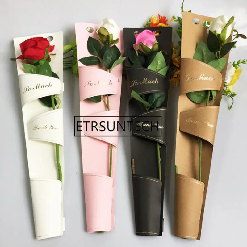 100pcs Portable Flower Bag Single Rose Bag Bouquet Wrapping Paper Bags Boxes Cases For Flowers Gifts Packaging