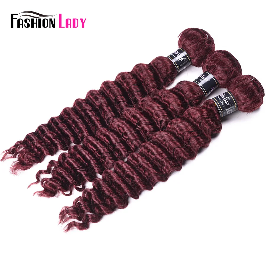 Onda profunda vinho vermelho feixes de cabelo humano 99j # feixes de cabelo brasileiro 1 peça não remy extensões de cabelo humano