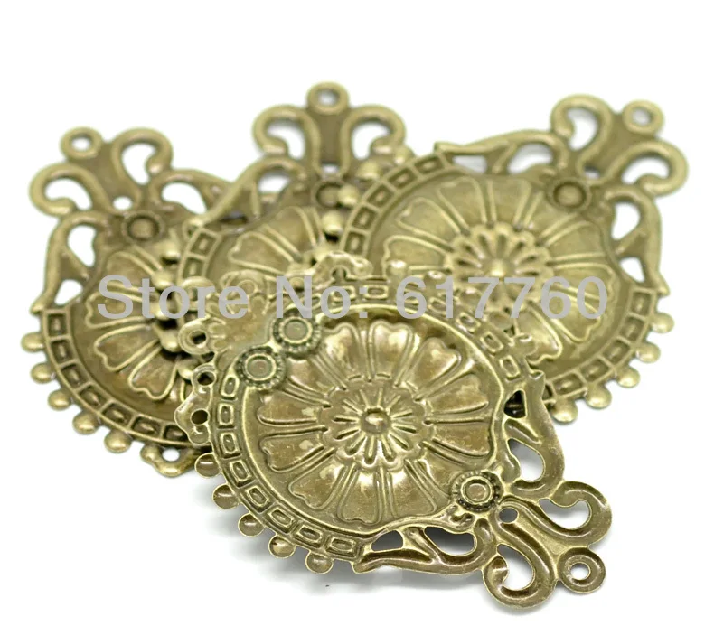 Free shipping-30PCs Antique Bronze Filigree Flower Wraps Connectors Embellishments Findings DIY 6.6x4.6cm(2-5/8\