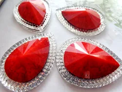 30*40mm Red AB colour  big rhinestones sew on stones resin crystal  drop shape flatback gem stones  free shipping 20pcs/lot