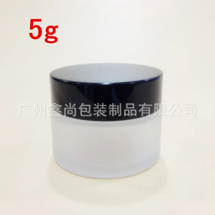 

5g clear frosted glass cream jar with black aluminum lid, 5 gram cosmetic jar,packing for sample/eye cream,5g mini bottle