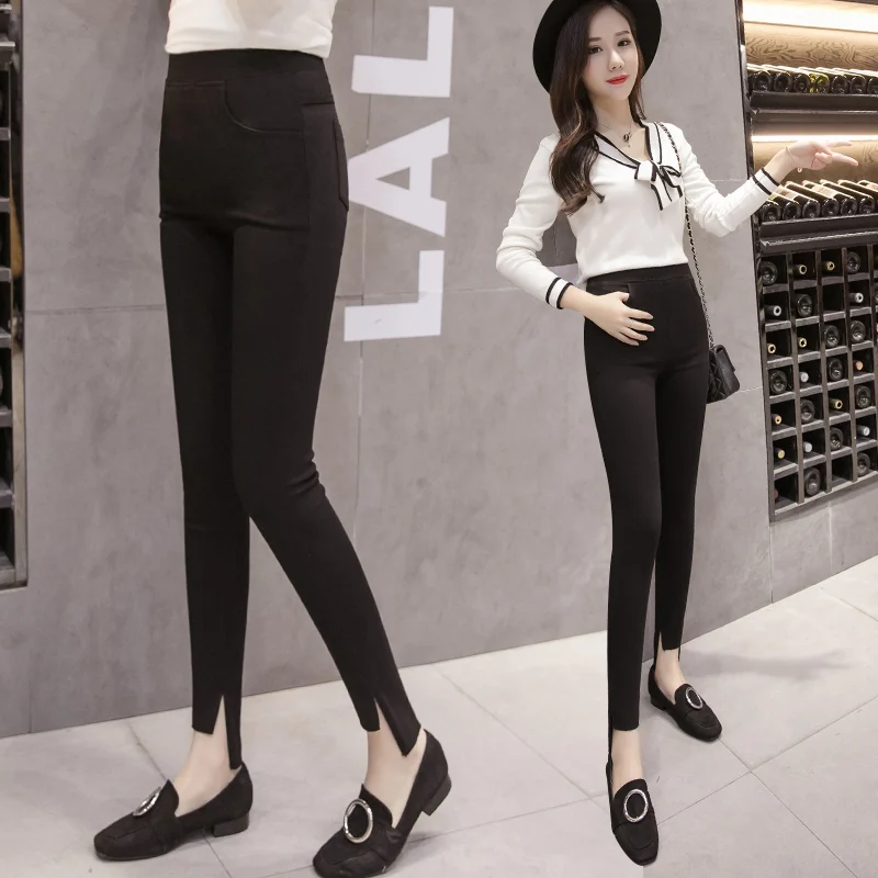 New pregnant women leggings 2019 spring new split small feet pants high and low stomach lift pants winter pregnancy pants