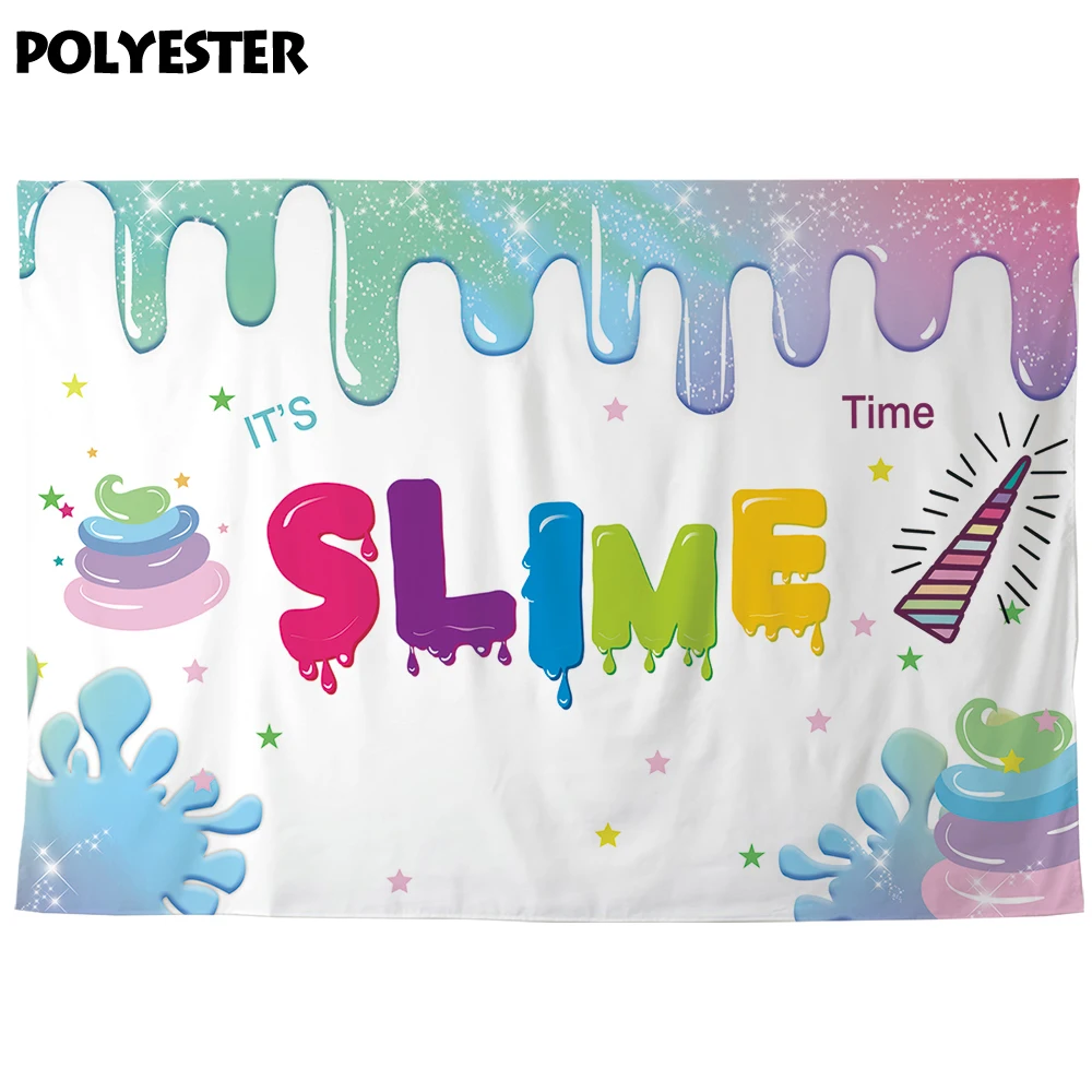 Allenjoy Fotografi Latar Belakang Lendir Unicorn Sudut Pesta Dekorasi Banner Latar Belakang Photocall Foto Menembak Prop Dicetak