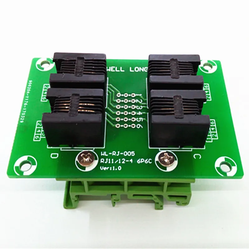 2PCS/Lot RJ11/RJ12 6P6C Right Angle Jack 4-Way Buss Breakout Board, Terminal Block, Connector.