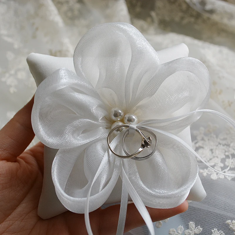 New Bride Wedding Ring Pillow Eugen yarn big flower wedding decoration Pillows accessories DIY party supplies 9/13/16/18/20cm