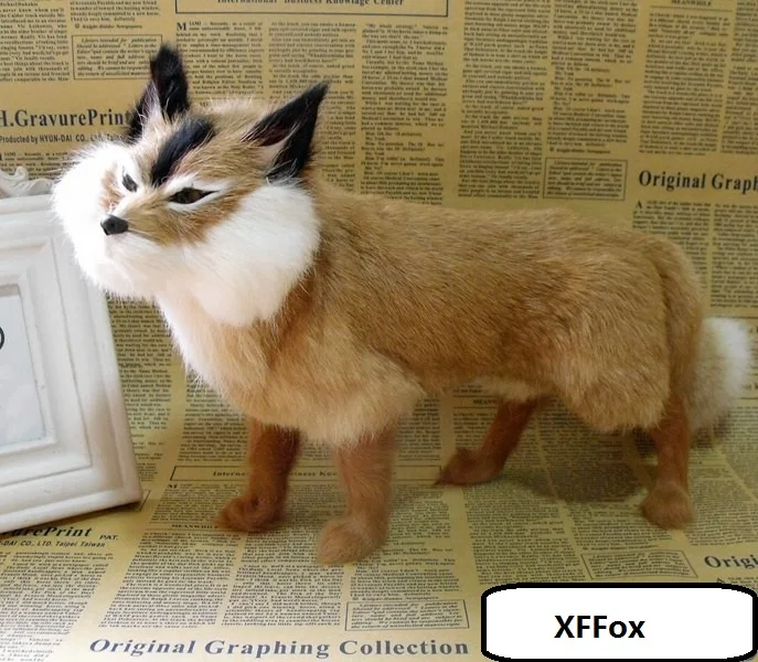 big real life yellow fox model plastic&furs simulation standing fox doll gift about 35x15x23cm xf1740