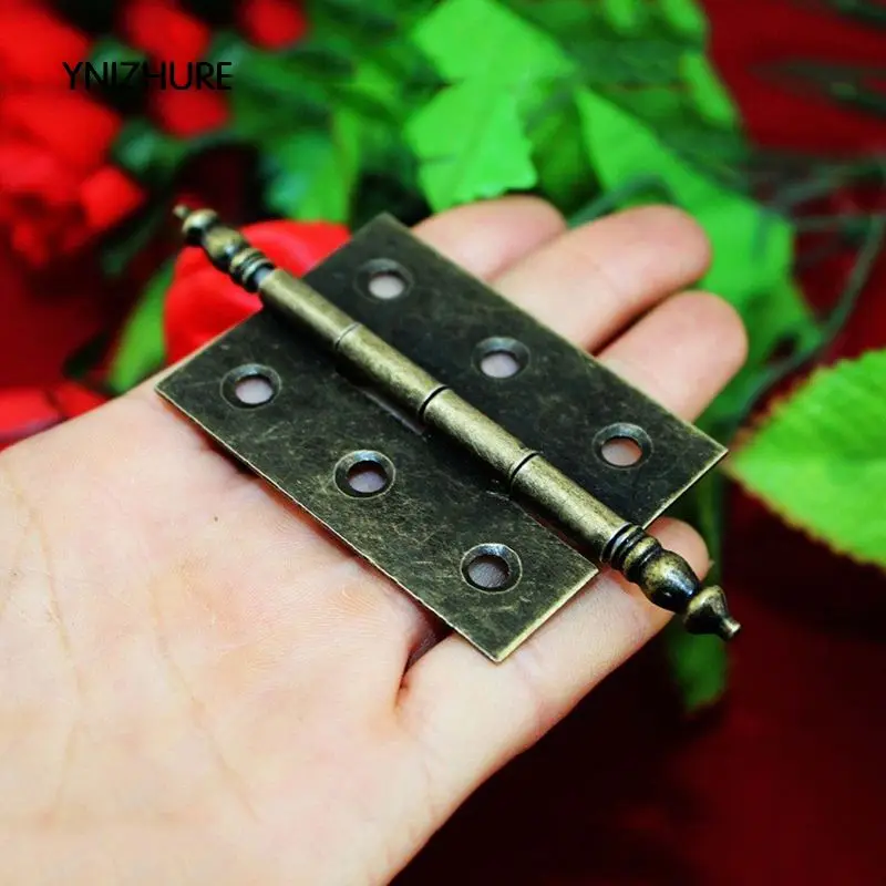 20pcs 55*39mm Rushed Real Cabinet Hinges  Decoration Antique Crown Head Hinge 6 Holes Gift Box Metal Furniture Accessories