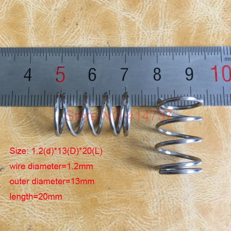 10pcs 1.2*13*20mm stainless steel Small spot spring 1.2mm wire micro spring compression spring pressure spring OD=13mm