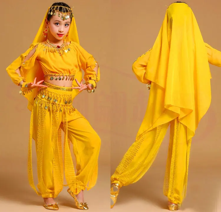 Girls Belly Dance Dancing Costume Set Kids Indian Dance Performance Children Bellydance Competition Girl Egypt Dance Costume