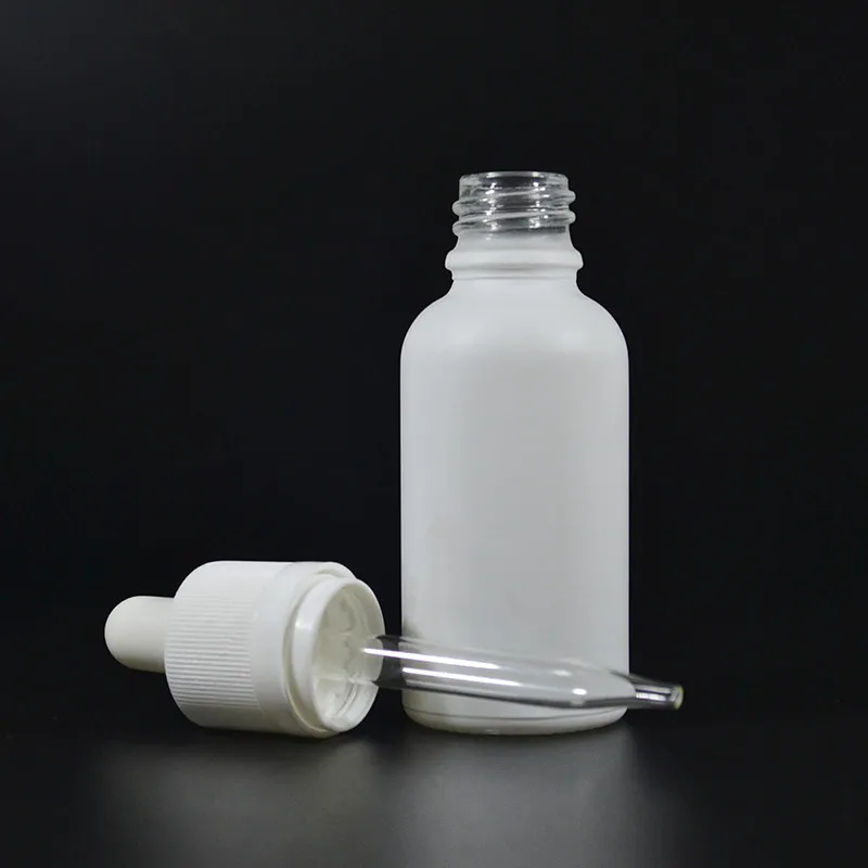 297pcs *30ml white Glass dropper bottle 1oz matte white glass essentail oil bottles with tamper childproof cap  e-liquid bottle