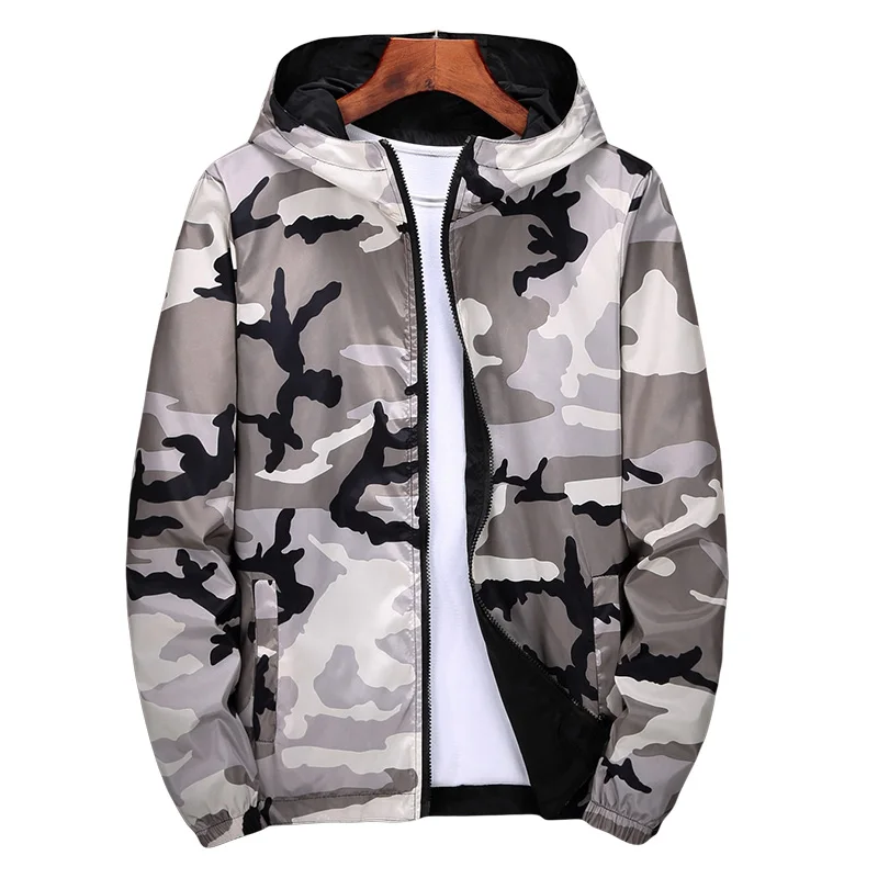 Windbreaker Jackets Men 2025 Military Camouflage Mens Hooded Jackets Coats Both Side Wear Male Zipper Lightweight Bomber Jackets