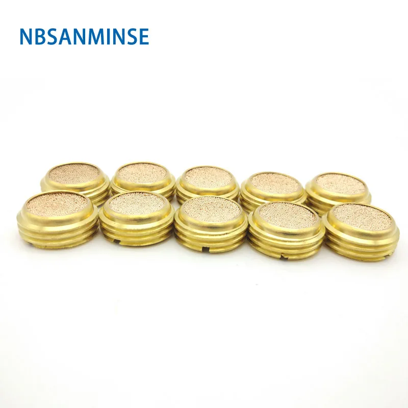 

10Pcs/lot NBSANMINSE SP Type Brass Silencer Exhaust Air Muffler Sintered Copper Muffler Filter Pneumatic 1/8 1/4 3/8 1/2 Thread