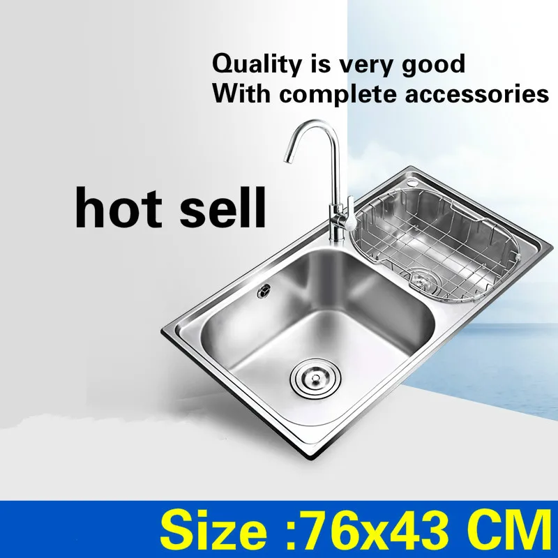 

Free shipping High quality standard kitchen double groove sink wash the dishes 304 food grade stainless steel hot sell 76x43 CM