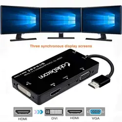 CableDeconn HDMI to HDMI VGA DVI Display Simultaneously Adapter 3.5mm Jack Audio With Micro USB Power  Adapter Cable for Laptop