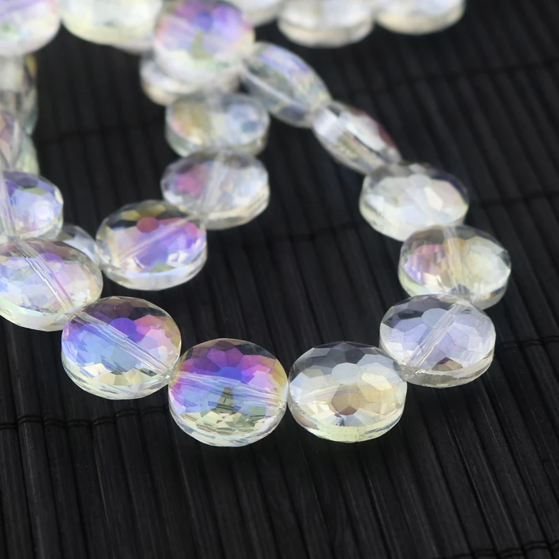 

Wholesale 50pcs/lot 14mm White AB Color Faceted Rondelle Crystal Glass Beads Pendant Charm DIY Beads Jewelry Findings