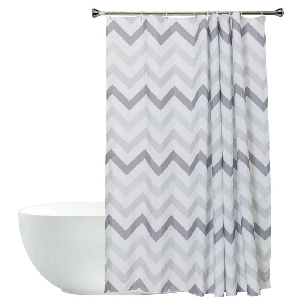 Striped Gray London Bathtub Bathroom Fabric Shower Curtain with 12 Hooks Waterproof Shower Curtain Bath Curtains For Bathroom