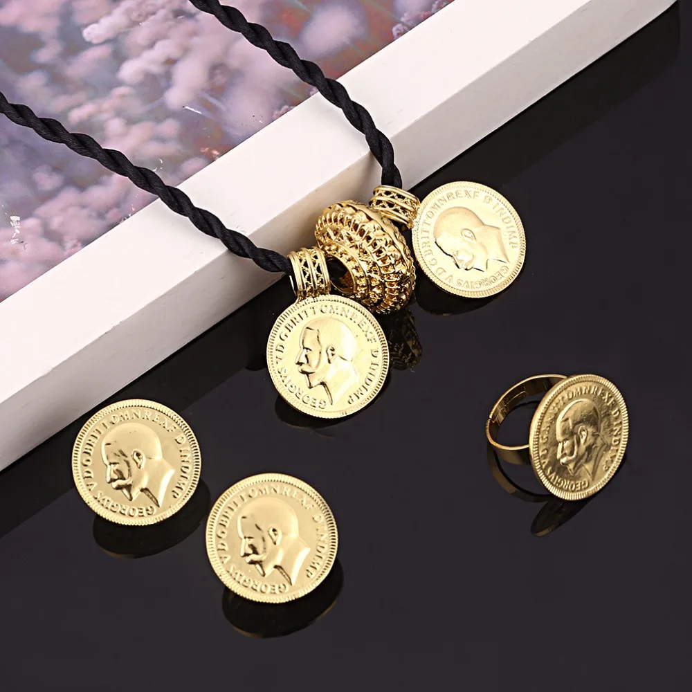 Ethiopian Cross Jewelry Set Women Men Gold Color Jewelry Africa Coin Cross Eritrea Habesha Jewelry