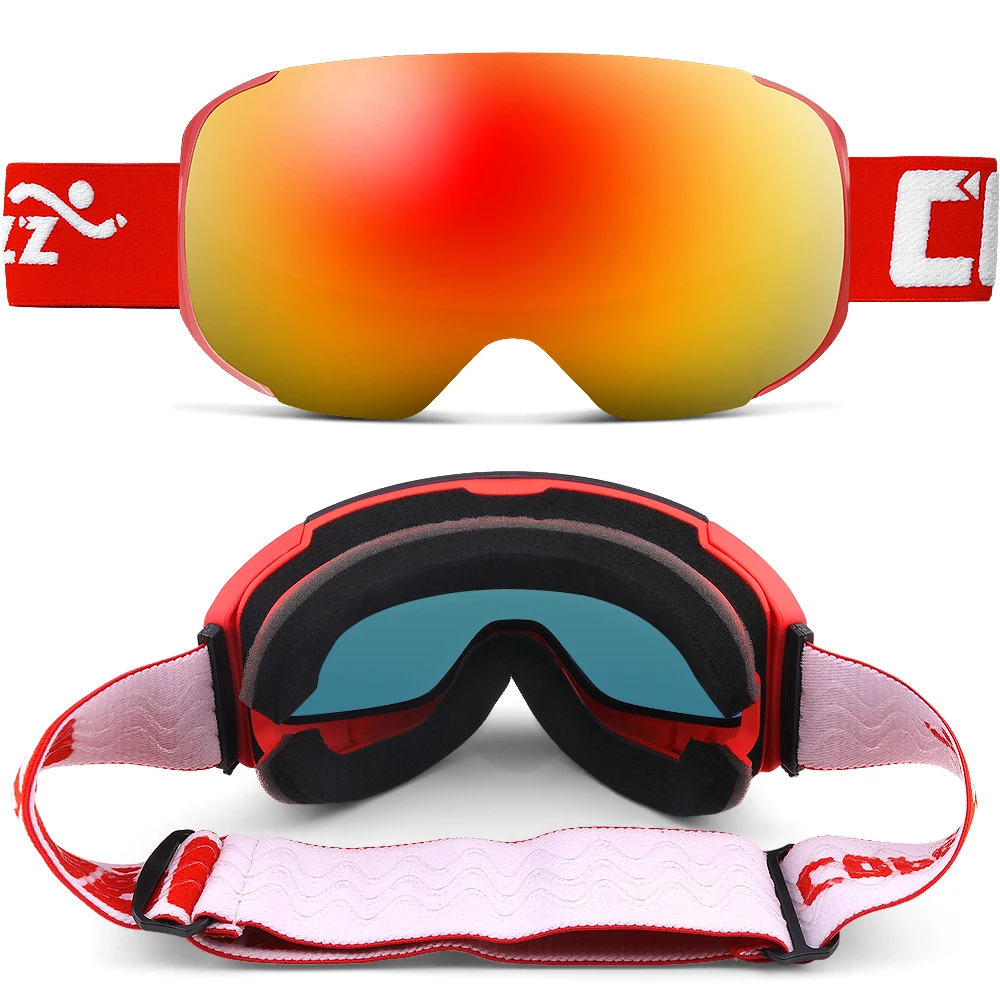 Copozz marca óculos de esqui lentes magnéticas substituíveis uv400 anti-nevoeiro máscara de esqui de neve das mulheres dos homens óculos de snowboard GOG-2181