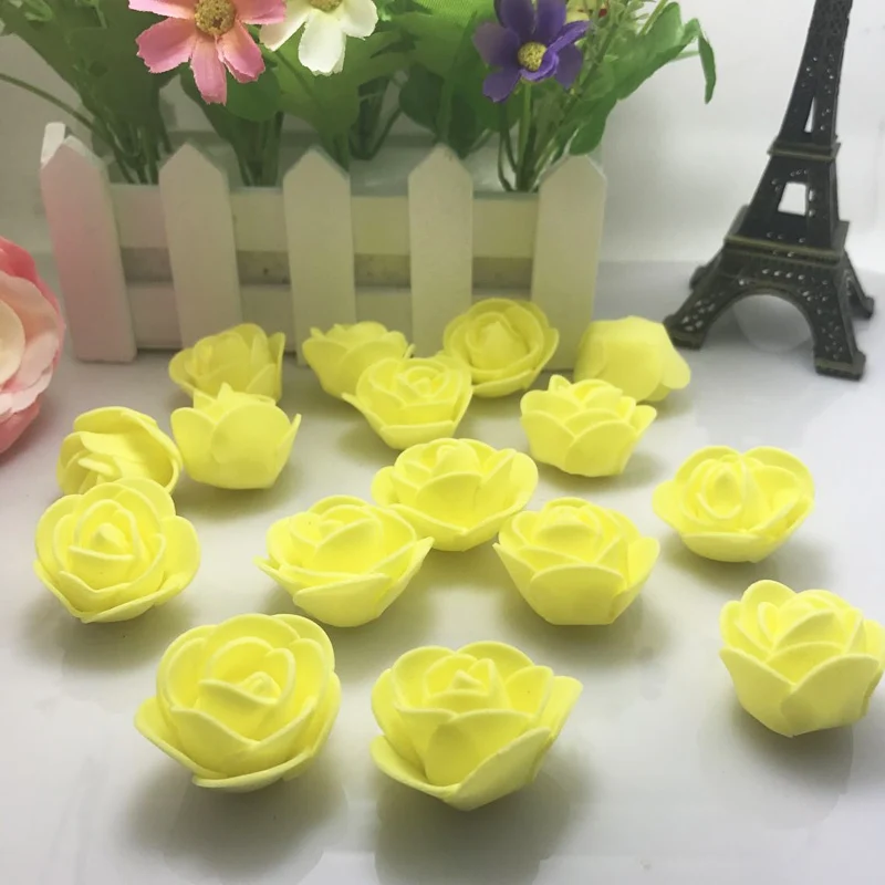 New 10pcs/lot Artificial flowers Yellow PE Rose Foam Flower Bouquet Solid Color/Scrapbooking DIY wreath Craft fake flowers