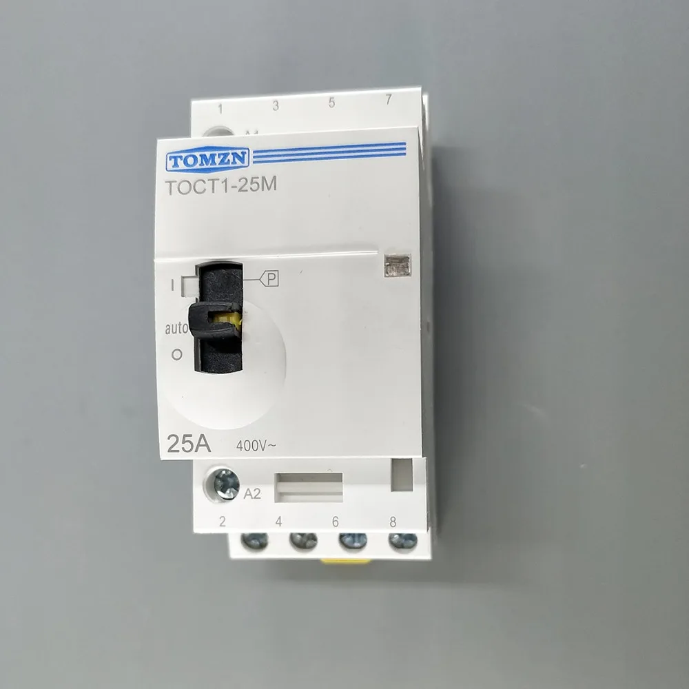 TOCT1 4P 25A 220V/230V 50/60HZ Din rail Household ac Modular contactor with Manual Control Switch 4NO or 2NO 2NC or 4NC