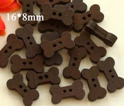 100pcs/lot Size:15*8mm cute bone design wooden buttons,sewing buttons,2-holes buttons(ss-555)