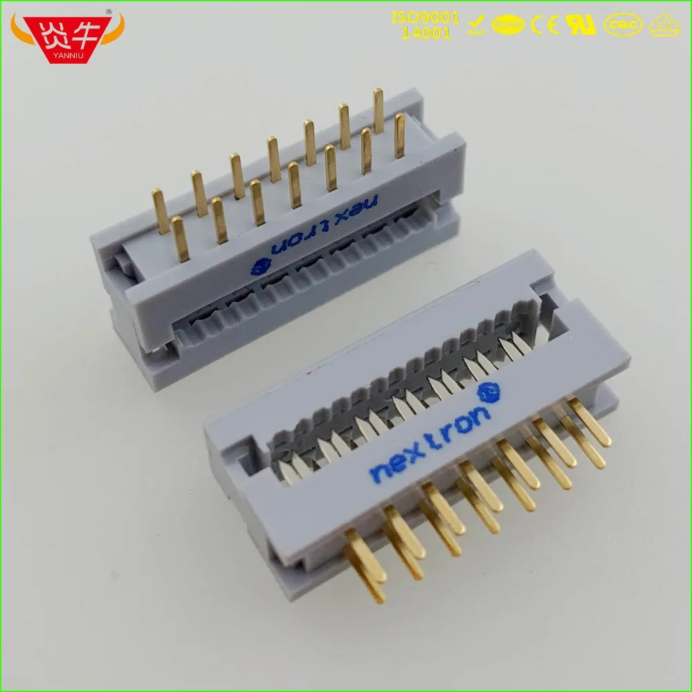 50Pcs FD-14P MALE 2.54mm PITCH 2*7P 14PIN PLUG IDC SOCKET CONNECTORS ISP JTAG HEADER FOR FLAT RIBBON CABLE SAMPLE NEXTRON YANNIU