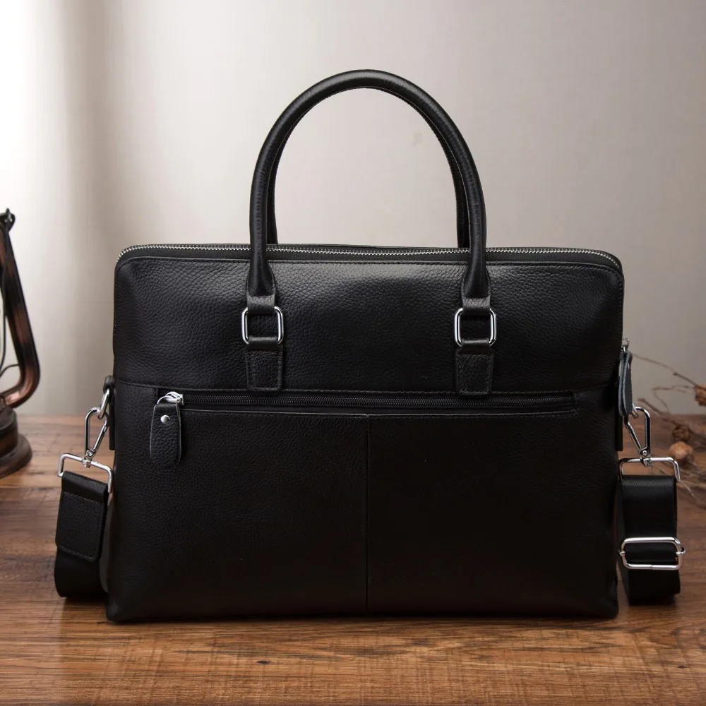 Maletín de negocios de cuero genuino para hombre, maletín de 15 \