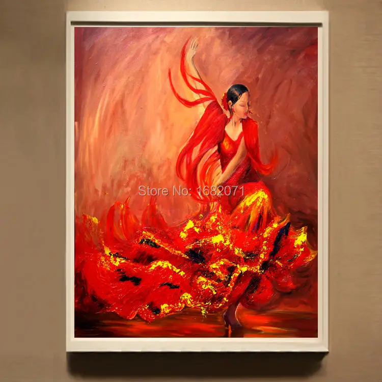 

Top Artist Pure Hand-painted High Quality Modern Abstract Spain Flamenco Oil Painting For Wall Decorative Flamenco Painting