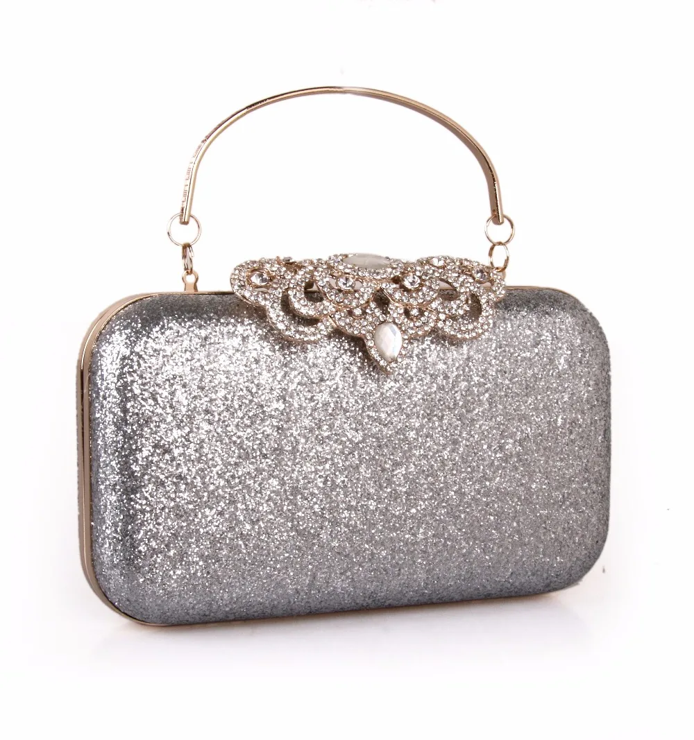 DAIWEI New Women's Fashion PU/Leather Formal Event/Party Wedding Evening Bag/Handbag/Clutch Glitte Crystals BLACK GOLD SILVER